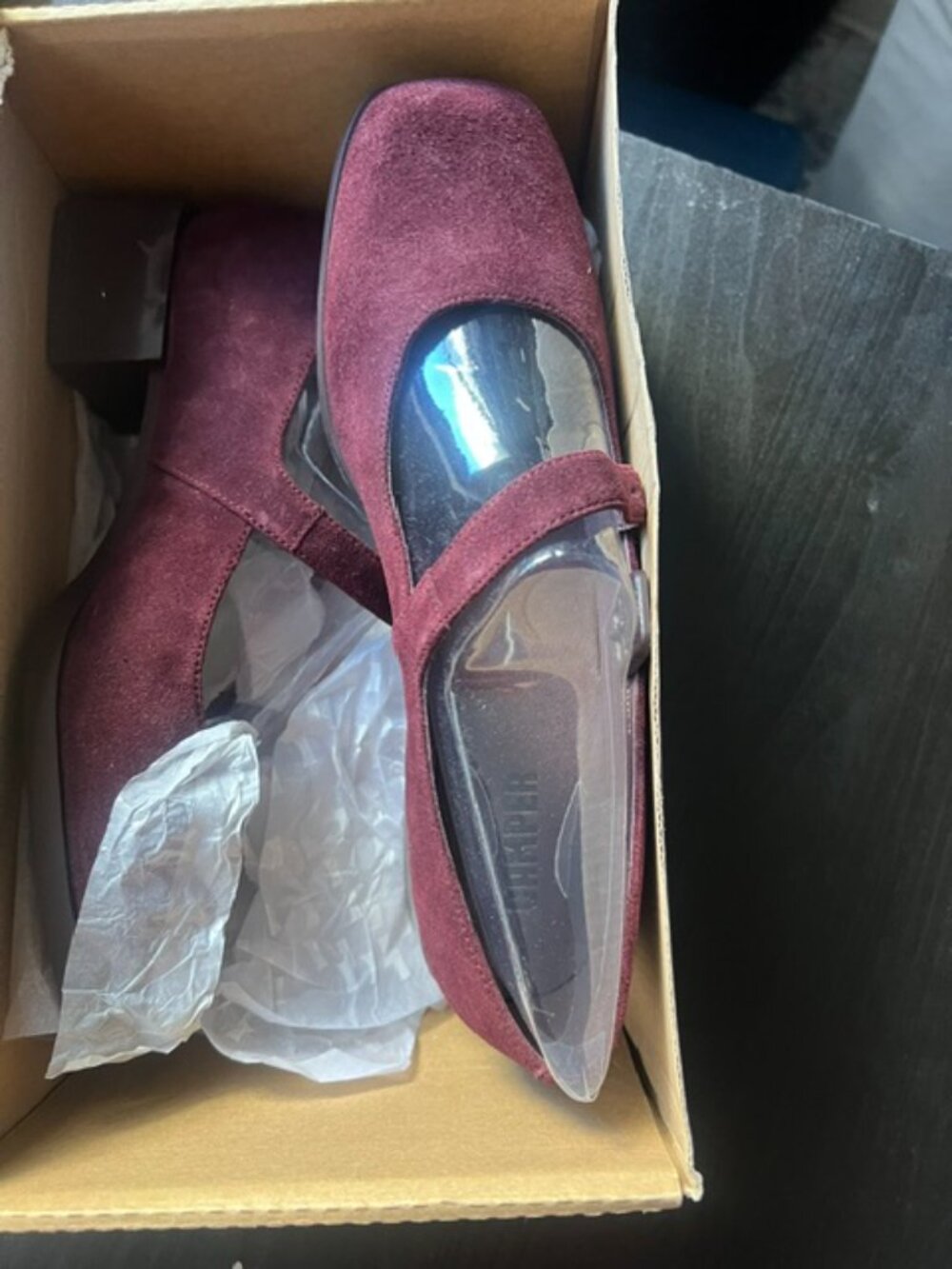 Camper Brown Kobo Suede Square Toe Mary Jane Block Heel NIB EU 41 US 11